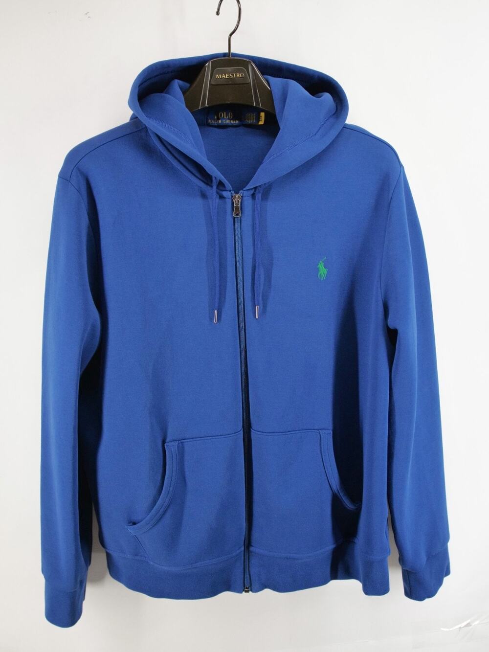 POLO RALPH LAUREN Men's Large Liberty Blue Double Knit Full Zip Hoodie